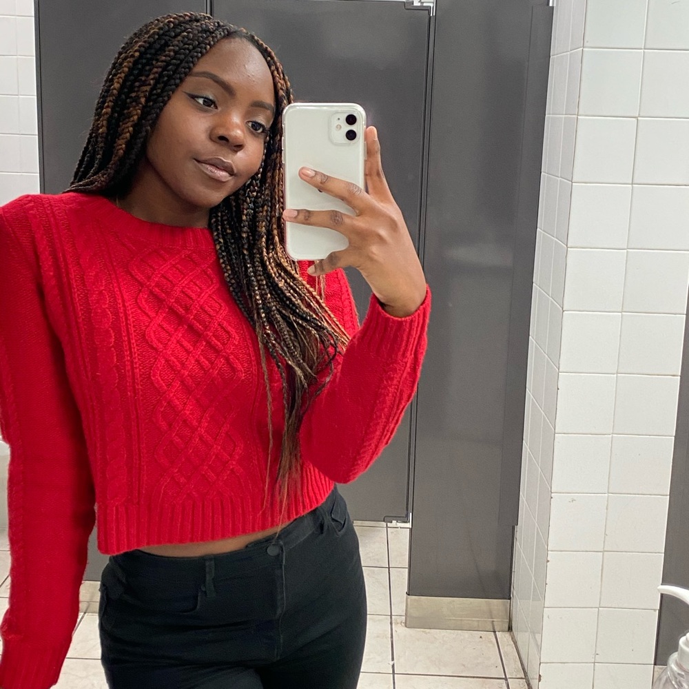 Red cropped sweater
